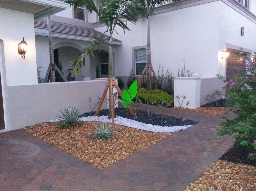 Inspiration for a front yard gravel landscaping.
