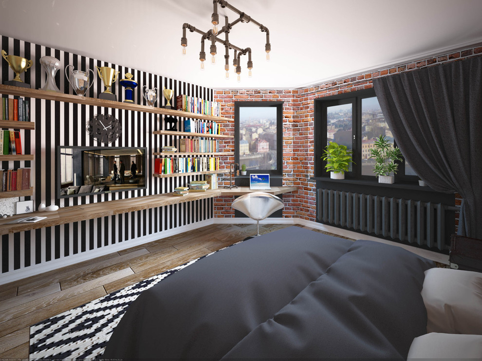 спальня в стиле лофт