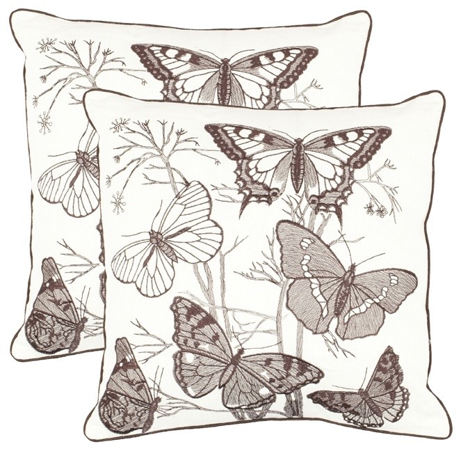 Butterflies White Decorative Pillows