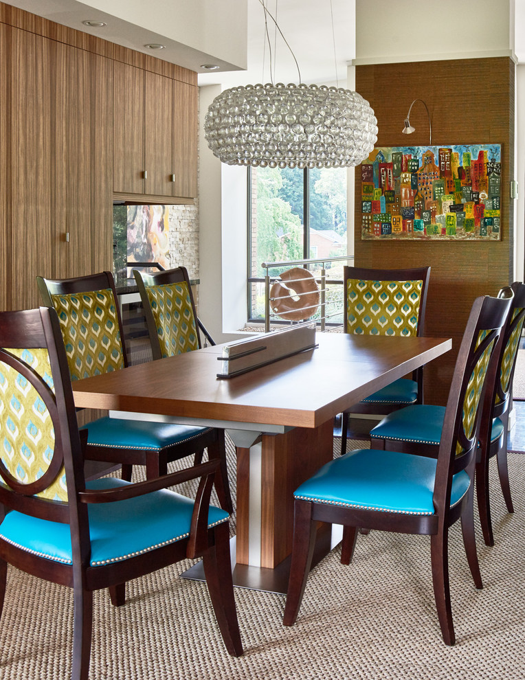 Inspiration for a midcentury dining room in Charlotte.
