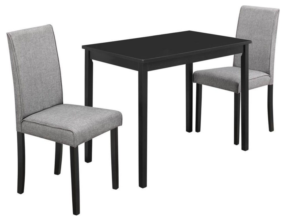 3 Piece Dining Set Black Gray Linen Parson Chairs Transitional Tables By Homesquare - 3 Piece Dining Room Set Grey 3 Piece Dining Set Black Gray Linen Parson Chairs Transitional Tables By Homesquare - 3 Piece Dining Room Set Grey