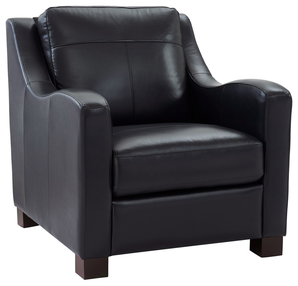 Colton Top Grain Leather Club Chair Contemporary Armchairs And