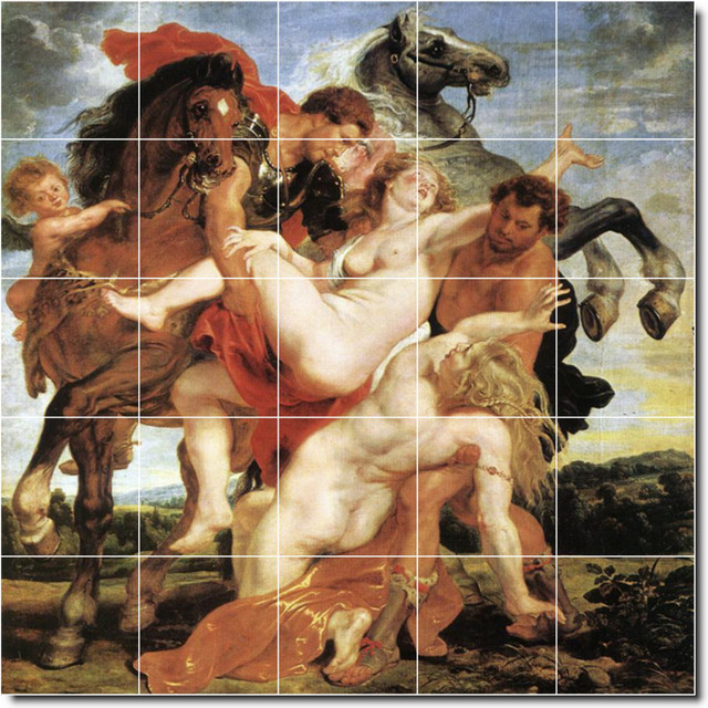 Rape Of The Daughters Of Leucippus Tile Mural By Peter Rubens
