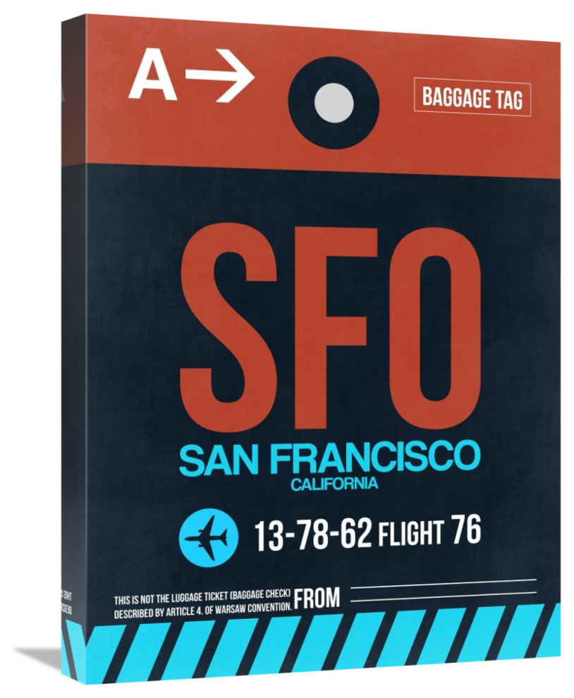 "SFO San Francisco Luggage Tag 2" Fine Art Print, 18" x 24" Modern
