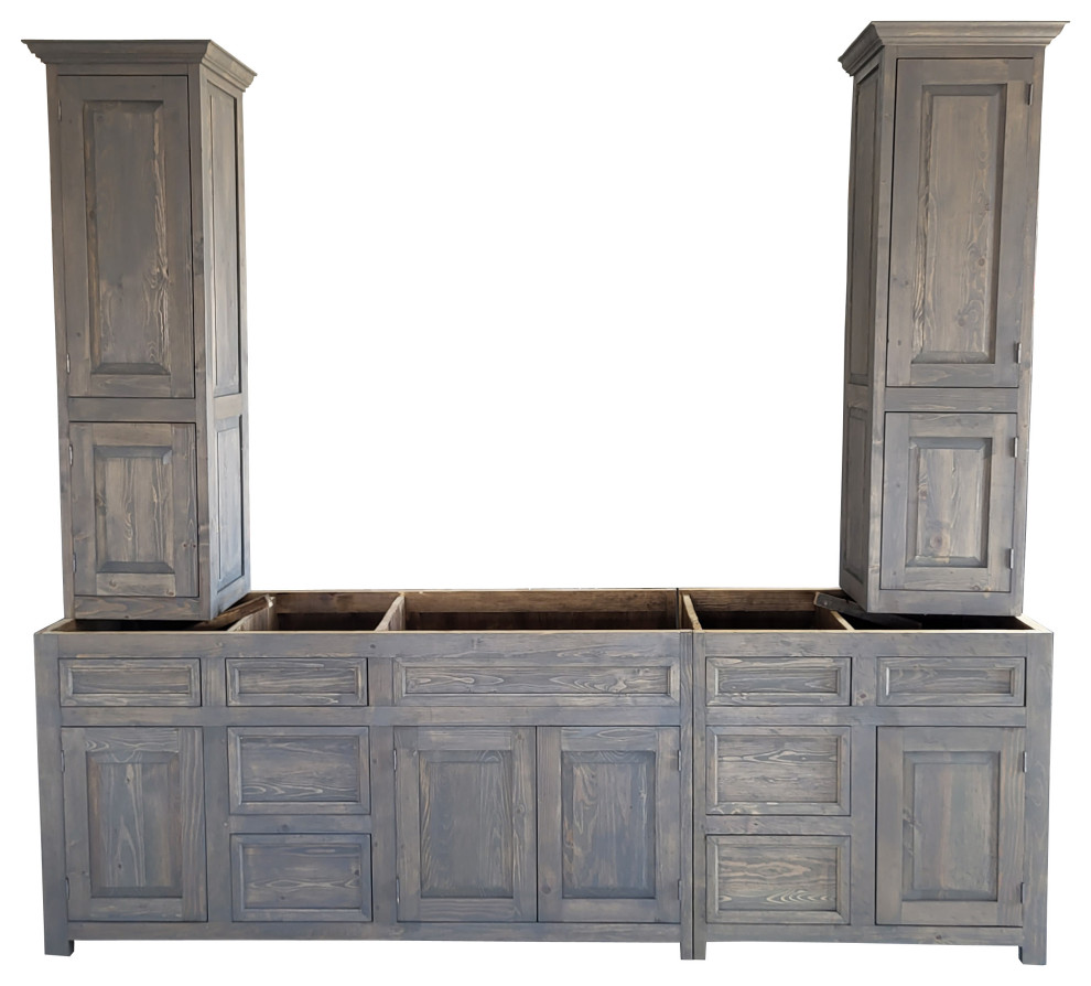 Hudson Bathroom Vanity With Towers, 96 X 20 X 32 - Farmhouse - Bathroom Vanities And Sink ...