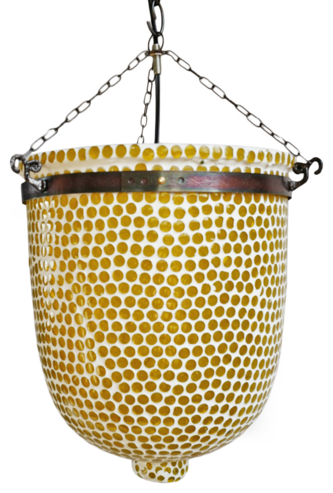 Yellow Mosaic Bucket Pendant, Medium Contemporary Pendant Lighting