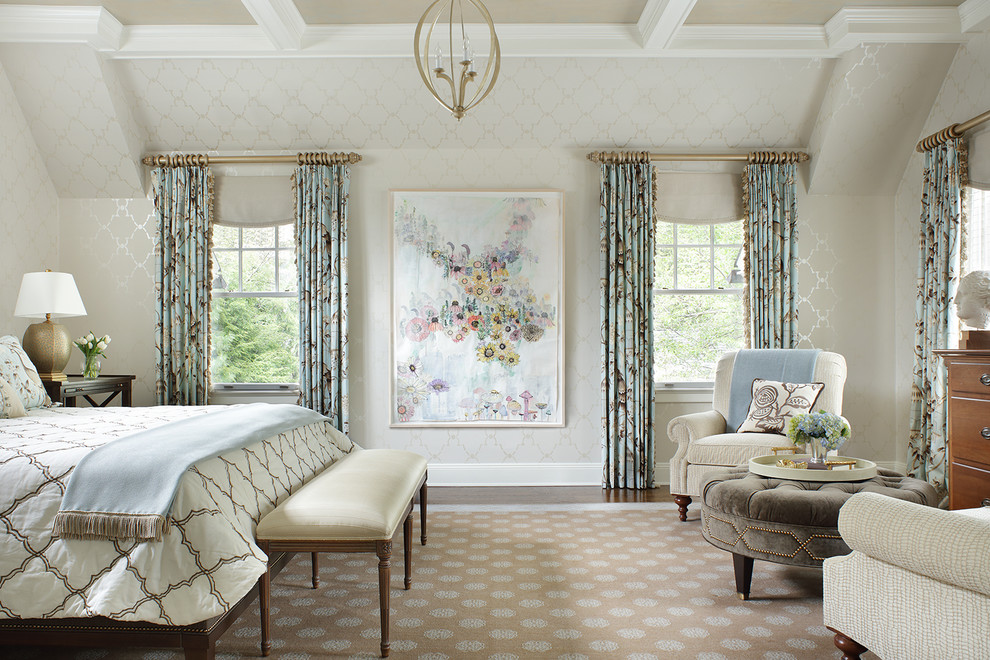 Master Bedroom - A true combination of antiques, traditional pieces and a more contemporary flair. Beautiful artwork lends sophistication to this master bedroom. Photography by Peter Rymwid.