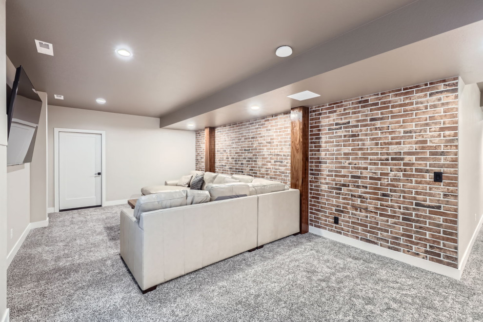 Mountain style basement photo in Denver