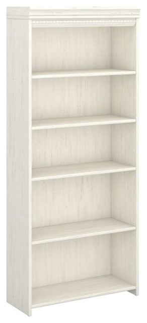 Fairview 5 Shelf Bookcase in Antique White - Engineered Wood