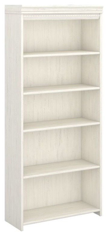 Fairview 5 Shelf Bookcase in Antique White - Engineered Wood
