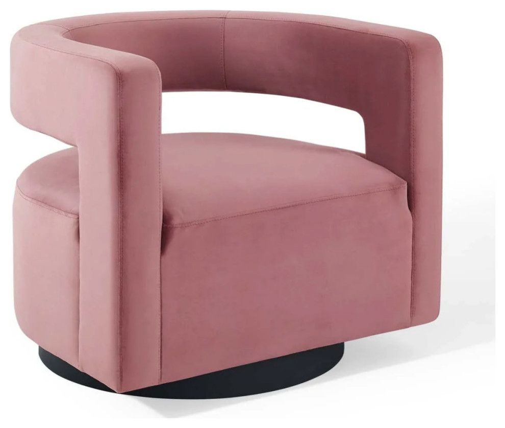 Atlas Dusty Rose Performance Velvet Swivel Armchair Contemporary