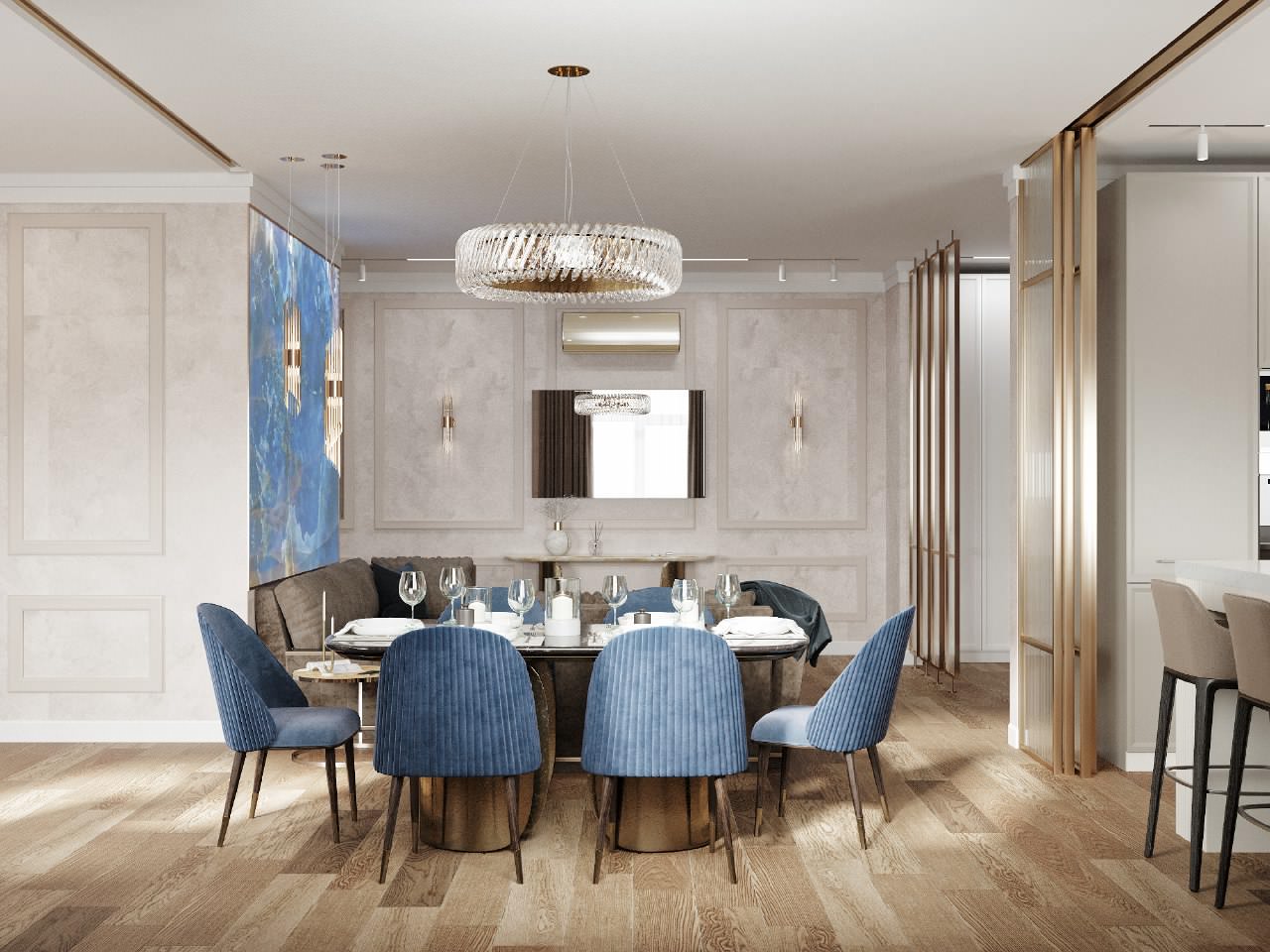 Трехкомнатная квартира площадью 120 м2. Современная классика.