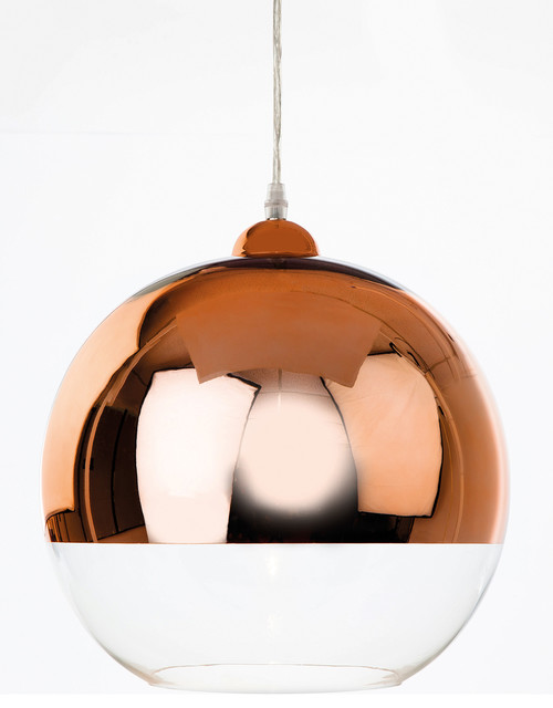 Club Glass Sphere Pendant, Copper