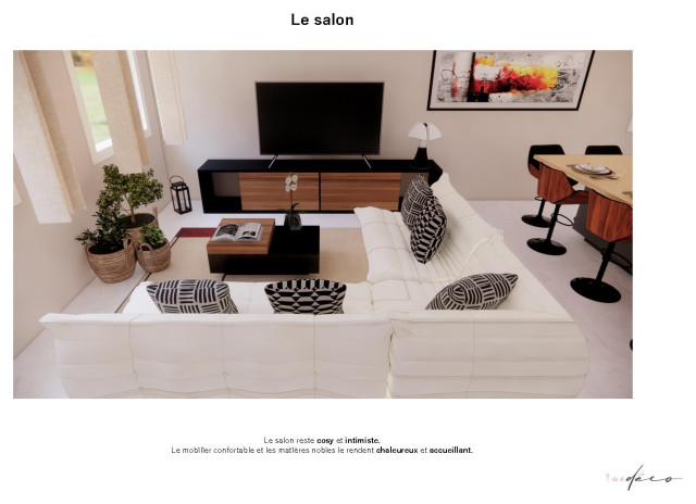 Création d'une pièce de vie avec cuisine ouverte - Modern - Living Room