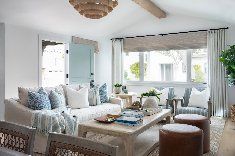 This is an example of a beach style living room in Orange County.