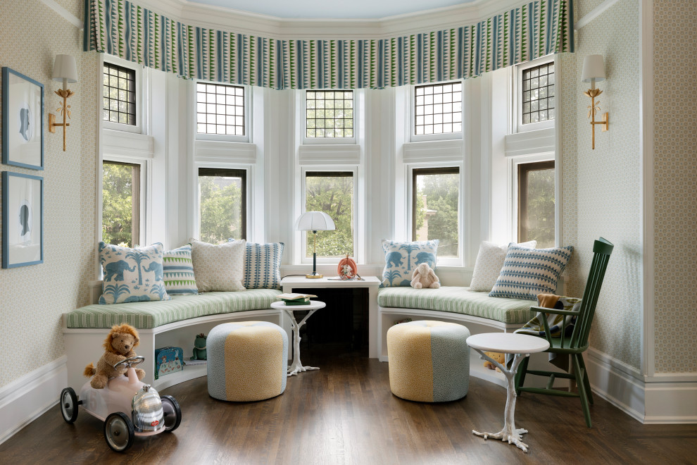 Inverted Box Pleat Valance, Custom curved Cushions with Custom Throw Pillows