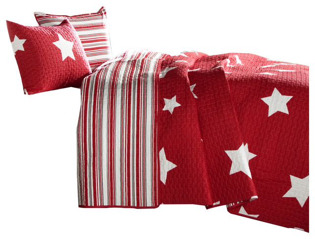 Star Quilt Red 2Pc  Set Twin