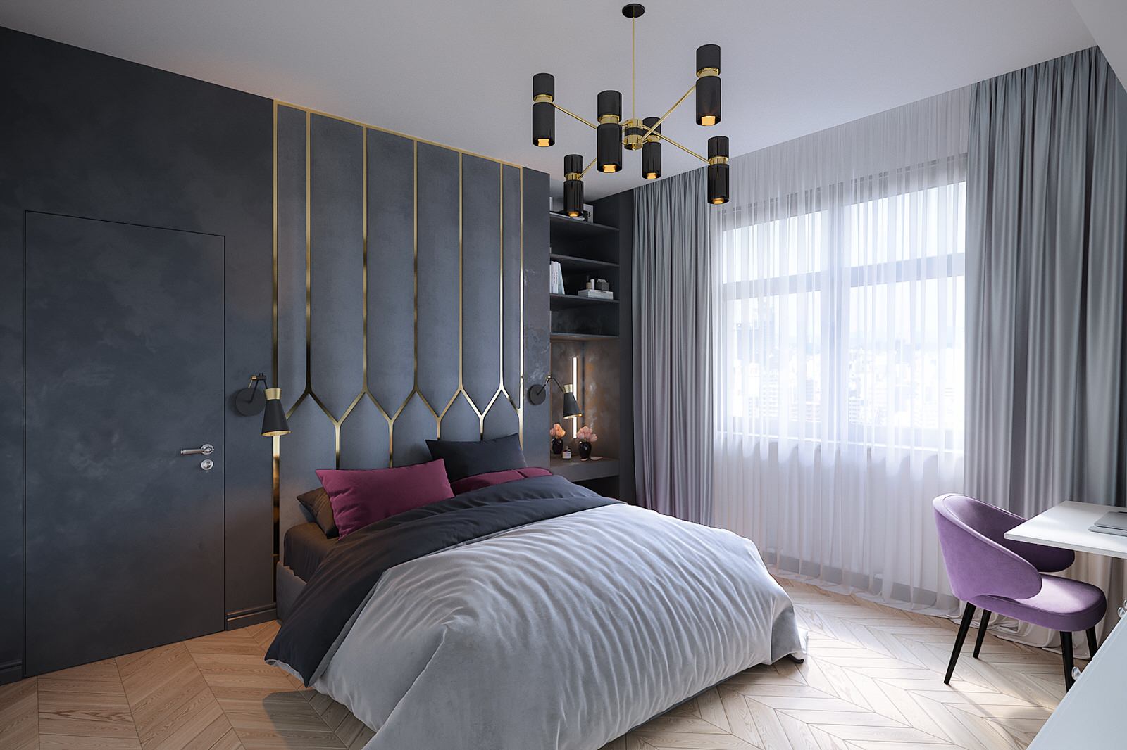 Дизайн квартиры 120 кв.м. в ЖК Донской Олимп: вторая спальня