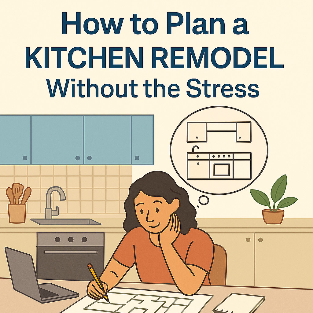 how to plan a kitchen remodel without the stress | Woman planning a kitchen remodel