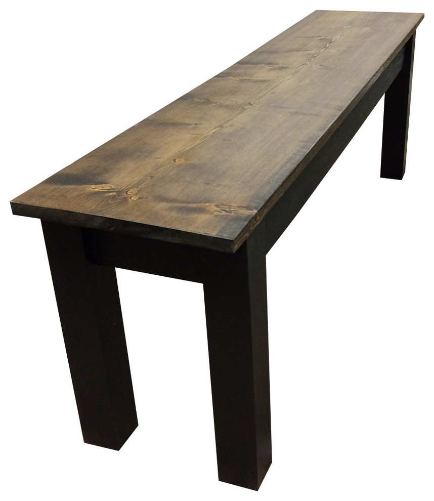 Dark Walnut And Black Bench Farmhouse Bench, 54"" Upholstered Benches