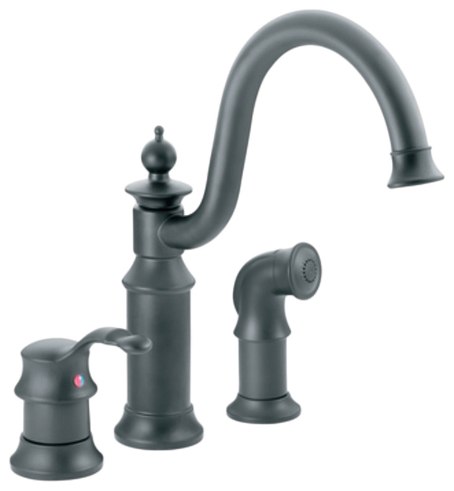 Moen S711WR Waterhill Single-Handle High-Arc Bar Faucet w/Spray (Wrought Iron)