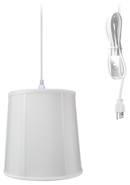 1 Light Plug In Swag Pendant Lamp White Shade