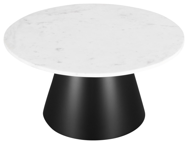 Inspired Home Kainen Coffee Table, Natural Marble Stone, Black