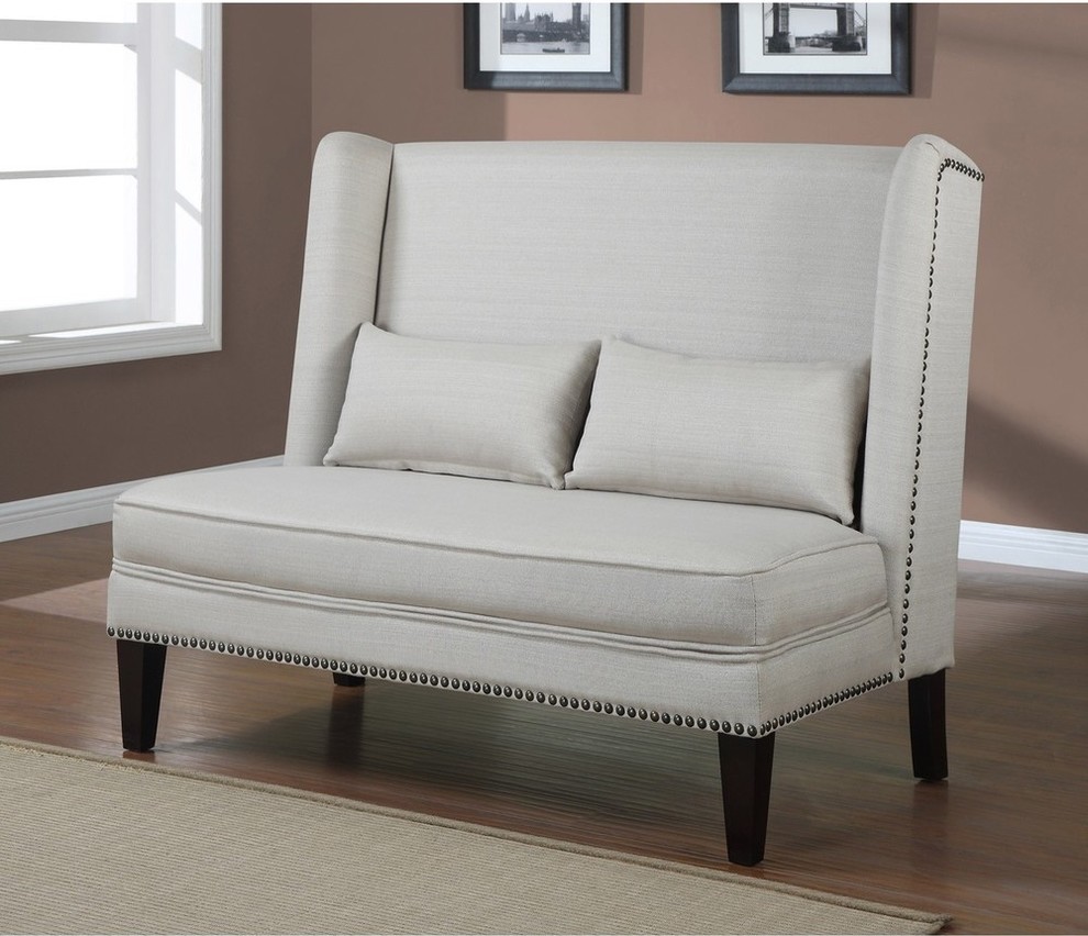 Wingback Natural Linen Love Seat