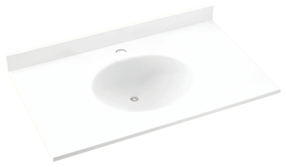 Swan Ellipse Solid Surface Bathroom Vanity Top, White