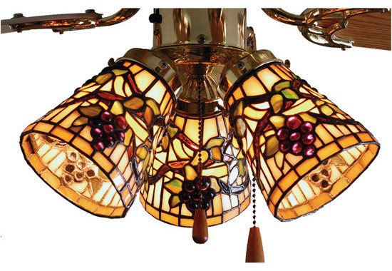 Meyda Tiffany 67013 Jeweled Grape Fan Light Shade Bark Brown