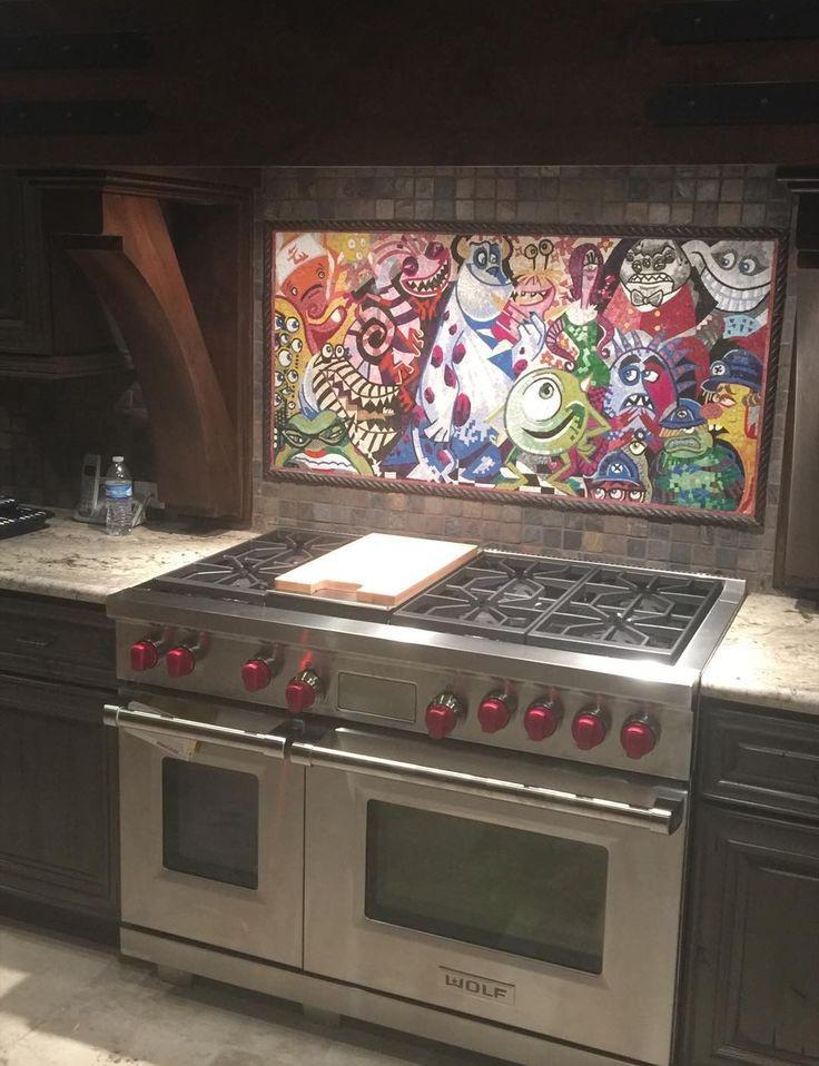 Design ideas for a contemporary kitchen in Chicago with multi-coloured splashback and marble splashback.