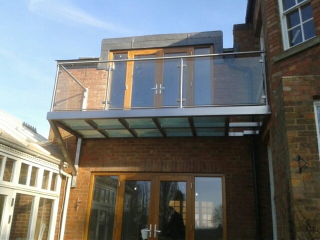 Solid Stainless Steel Balcony with Glass Floor contemporary-deck