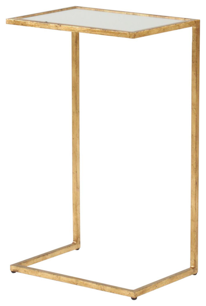 Tray Table Gold Leaf Polished Edge Lead Contemporary Side Tables