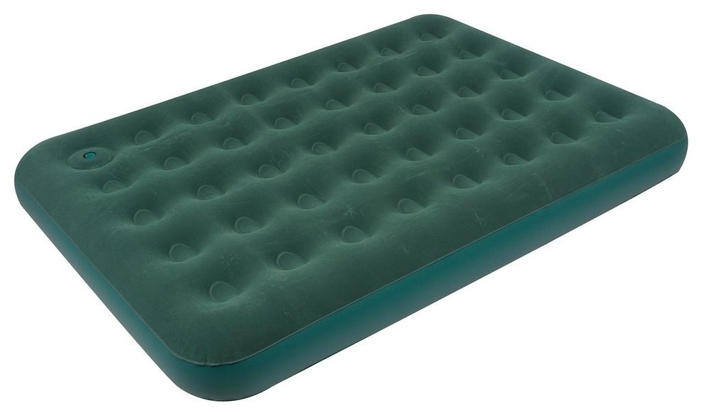 75" Green Double Sized Inflatable Flocked Air Bed With Builtin Foot