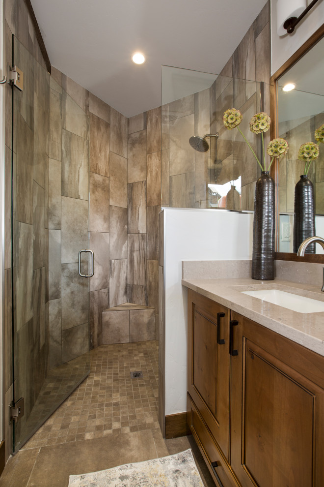 Example of a mountain style bathroom design in Denver