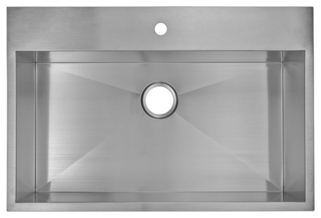 33 X 22 Zero Radius Single Bowl Stainless Steel Drop In Kitchen Sink