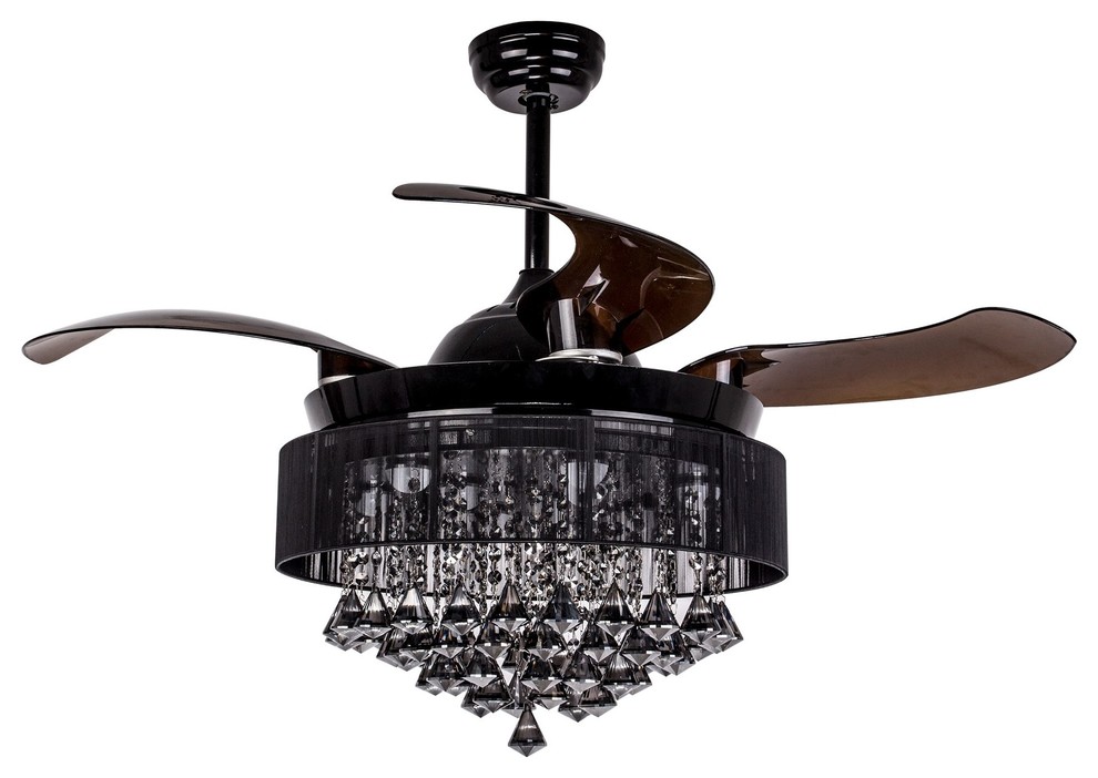 Crystal Folding Blades Ceiling Fan With Light And Remote Control