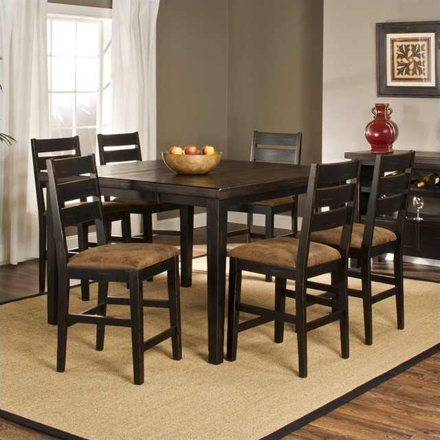 Hillsdale Killarney 7 Piece Dining Set in Black and Antique Brown