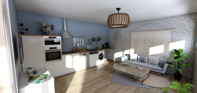 La "maison bleue" beach-style-living-room