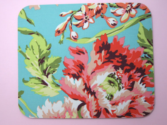 Bliss Bouquet in Teal Fabric Mouse Pad by Gilmore Creations