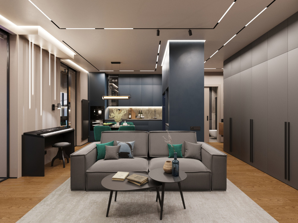 Дизайн-проект квартиры в темно серых тонах