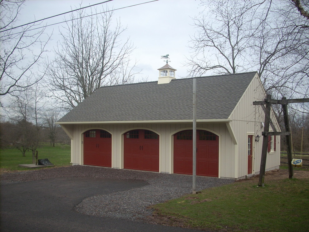 Large traditional detached three-car garage in Philadelphia.