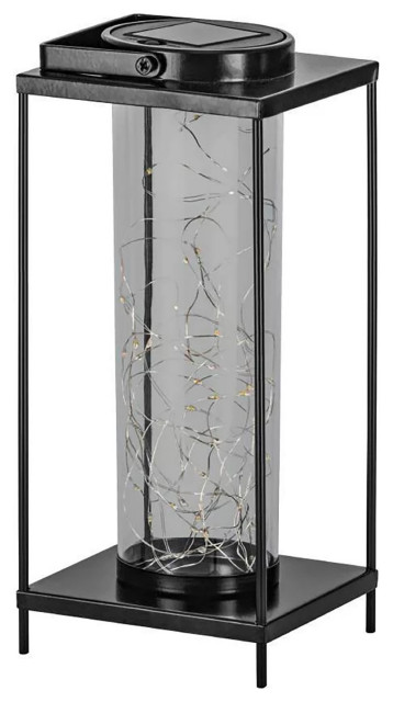 Eglo 48939 Solar 11" Tall LED Column Outdoor Lamp - Black / Clear