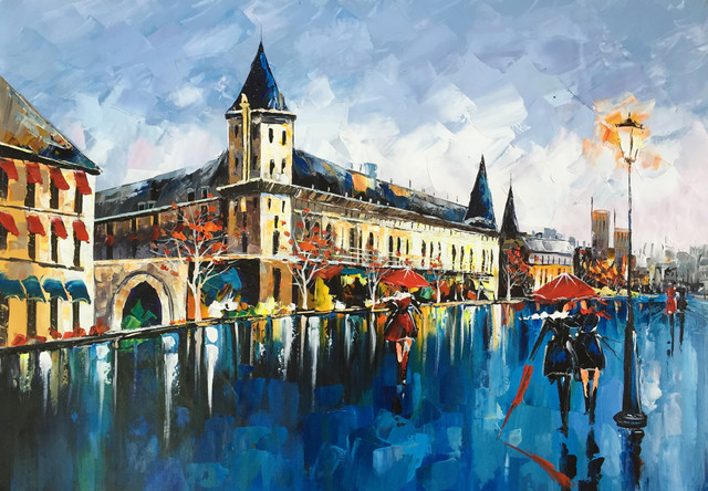 "Conciergerie" Oil Painting Print on Wrapped Canvas; Modern Fine Art