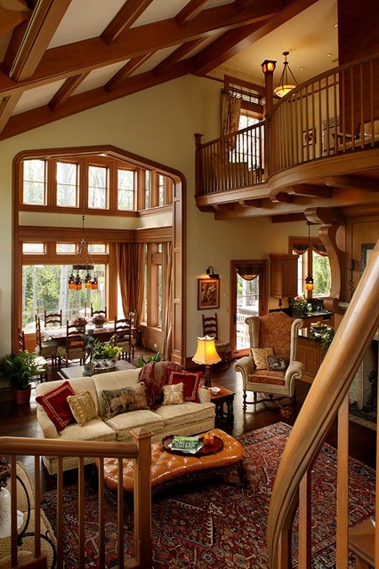 Art Nouveau Tudor Interior American Craftsman Wohnzimmer