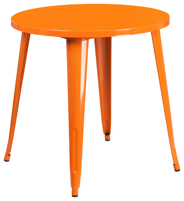 30" Round Metal Table, Orange