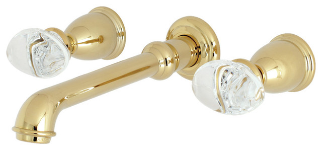 Kingston Brass Two-Handle Wall Mount Bathroom Faucet, Polished Brass
