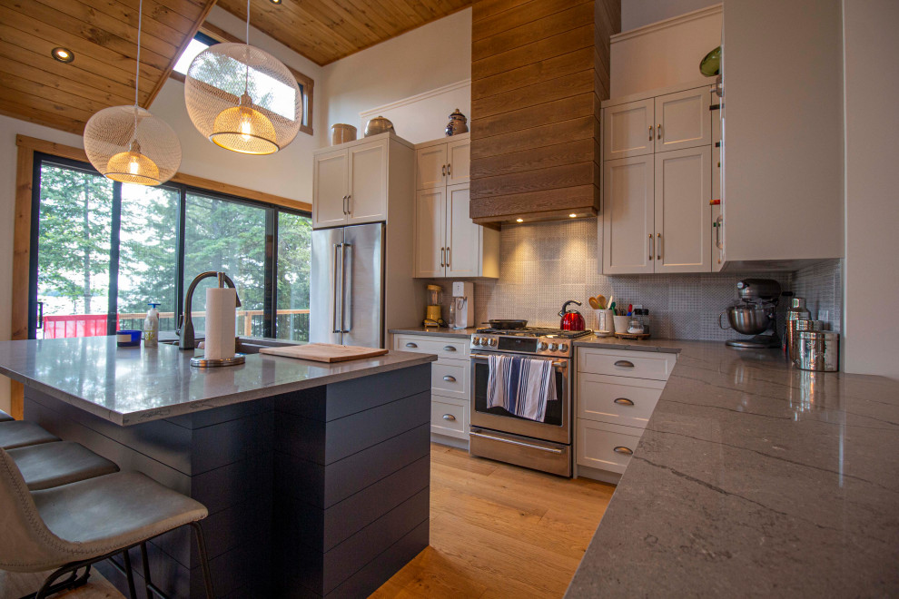 Example of a minimalist kitchen design in Toronto