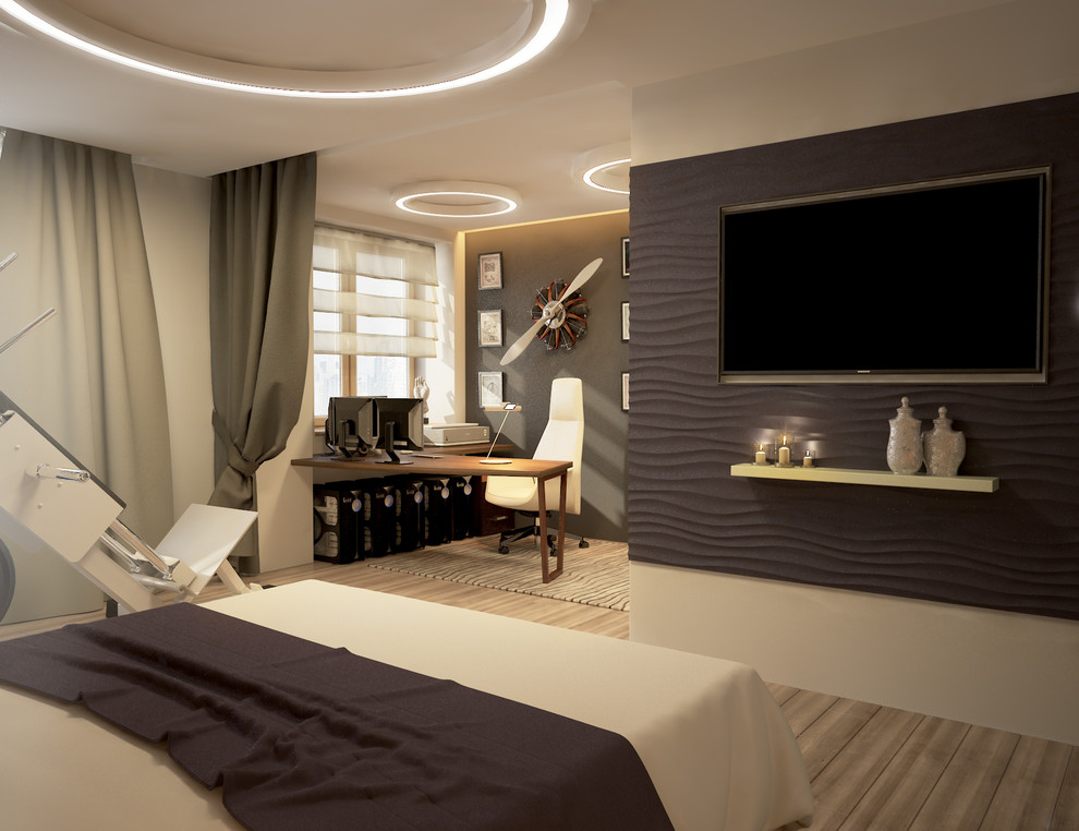 Вид на зону рабочего стола из спальни