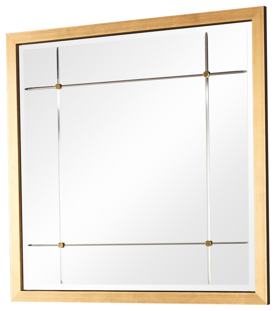 Beaumont Square Mirror, Gold Leaf Contemporary Wall Mirrors by
